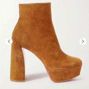 Christian Louboutin Movida 130 Platform Ankle Boot Brown Suede 38 Foxy